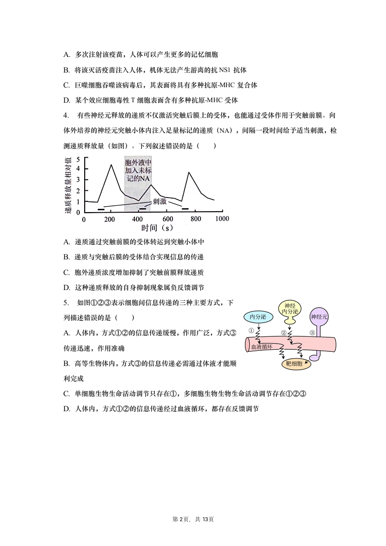 2023年四川省绵阳市高考生物三诊试卷（含解析）.doc第2页