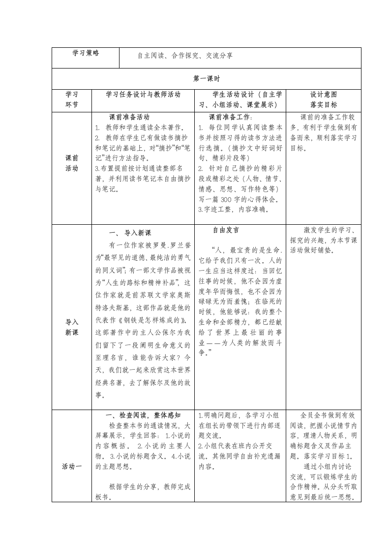 2021-2022学年部编版语文八年级下册第六单元名著导读《钢铁是怎样炼成的》教学设计.doc第2页