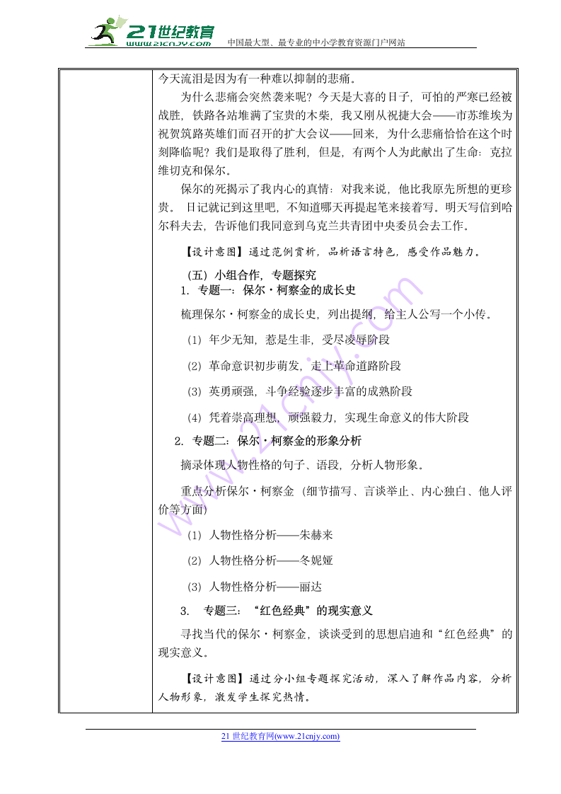 名著导读 《钢铁是怎样炼成的》教学设计.doc第4页