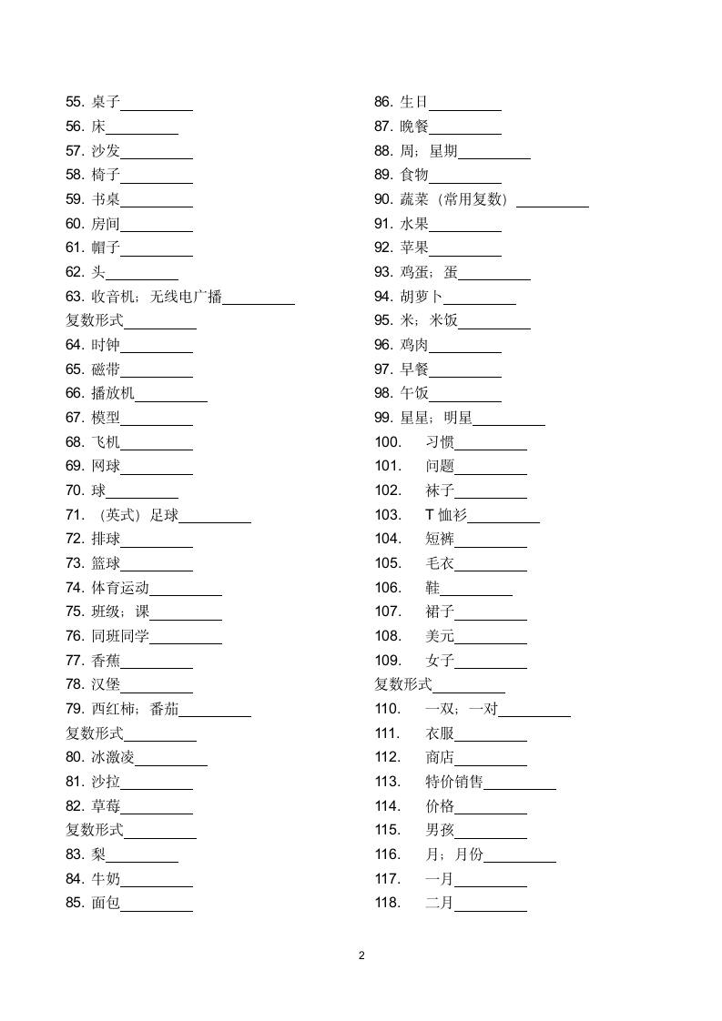 人教七年级英语上册单词分类默写(按词性)（无答案）.doc第2页