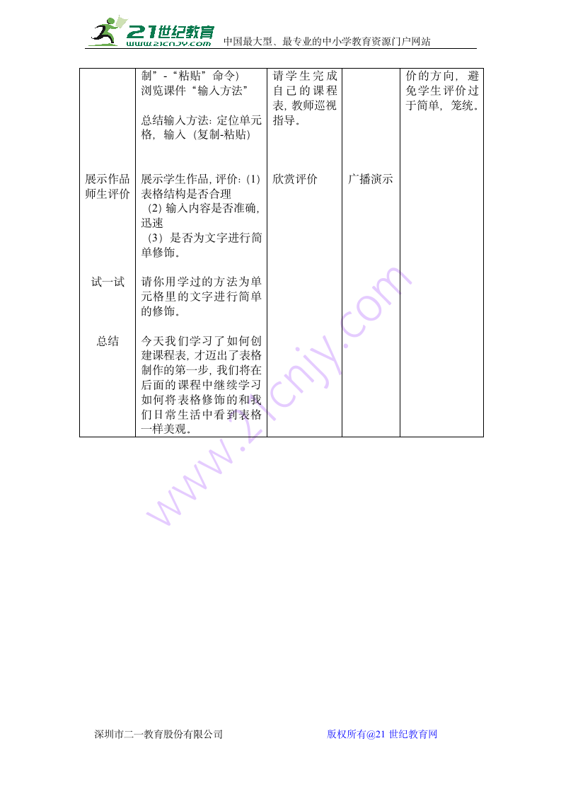 信息技术电子工业版第四册第1单元第1课《建立班级课程表》教案.doc第3页