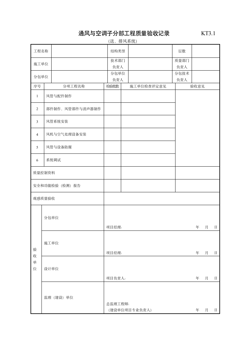 通风与空调子分部工程质量验收记录.doc