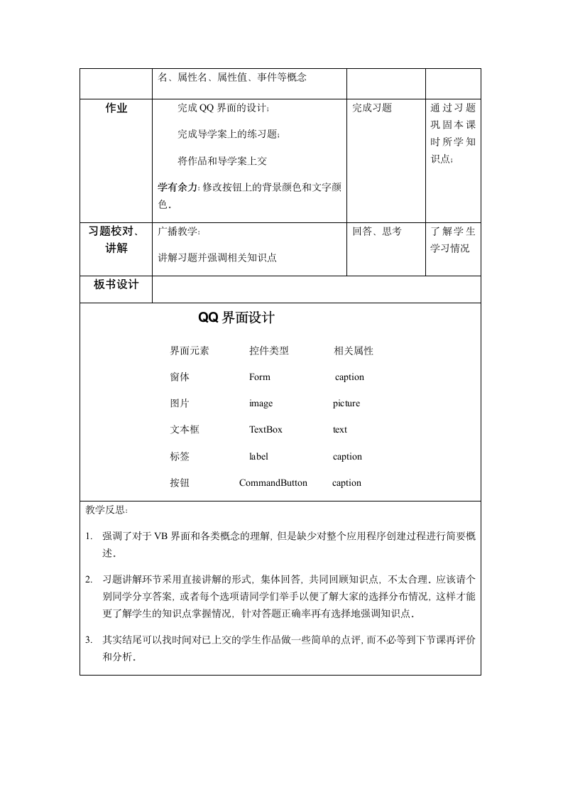 浙教版信息技术选修1 3.2 在可视化的程序设计环境VB中建立一个应用程序——QQ界面设计 教案.doc第5页