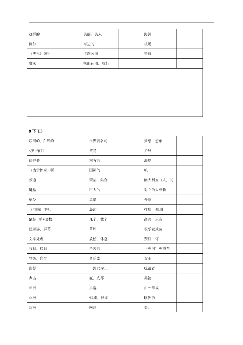 初中英语冀教版八年级下册单词拼写（无答案）.doc第2页