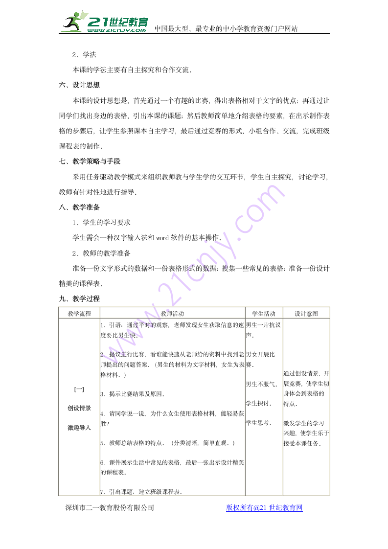 信息技术电子工业版第四册第1单元第1课《建立班级课程表》教学设计.doc第2页