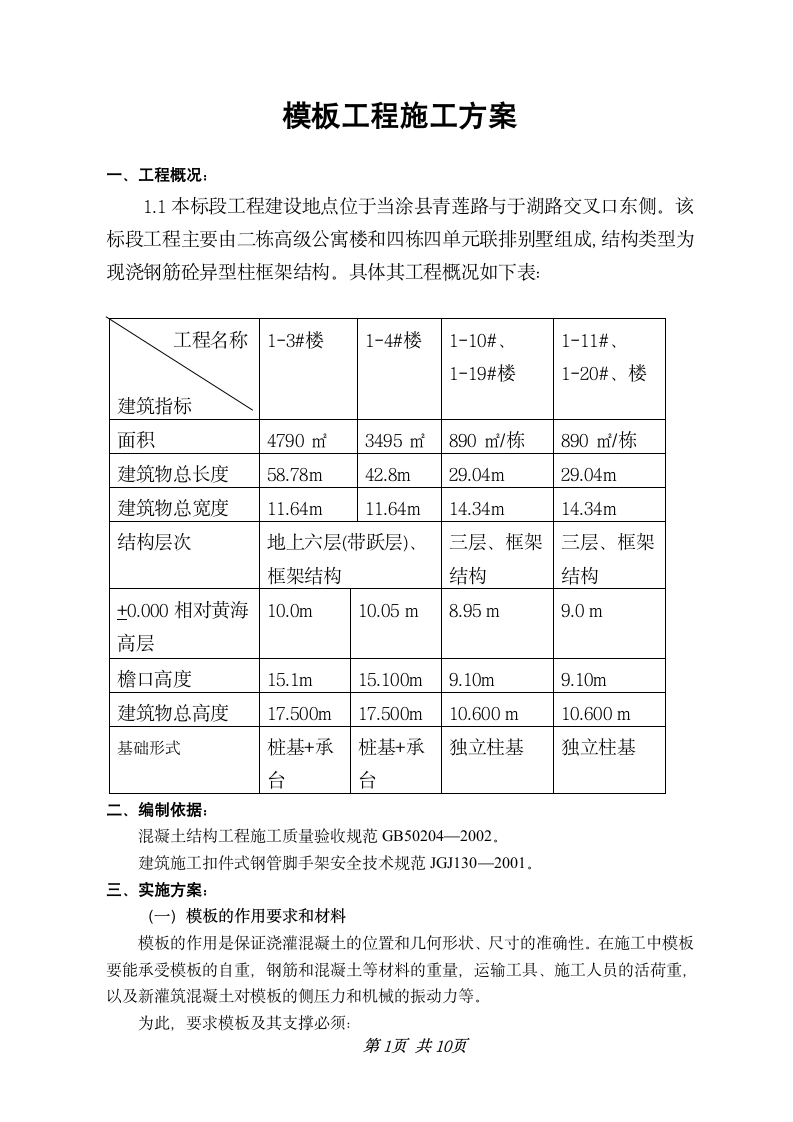 某住宅楼模板工程施工方案.doc第1页