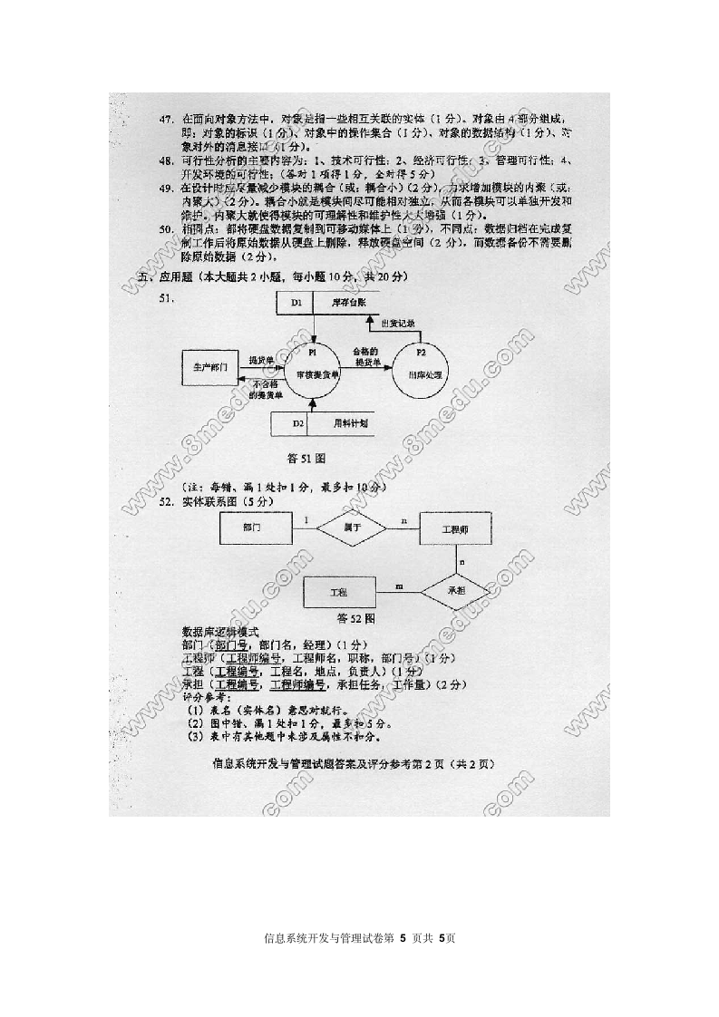 全国自考04757信息系统开发与管理试题及答案201510第5页