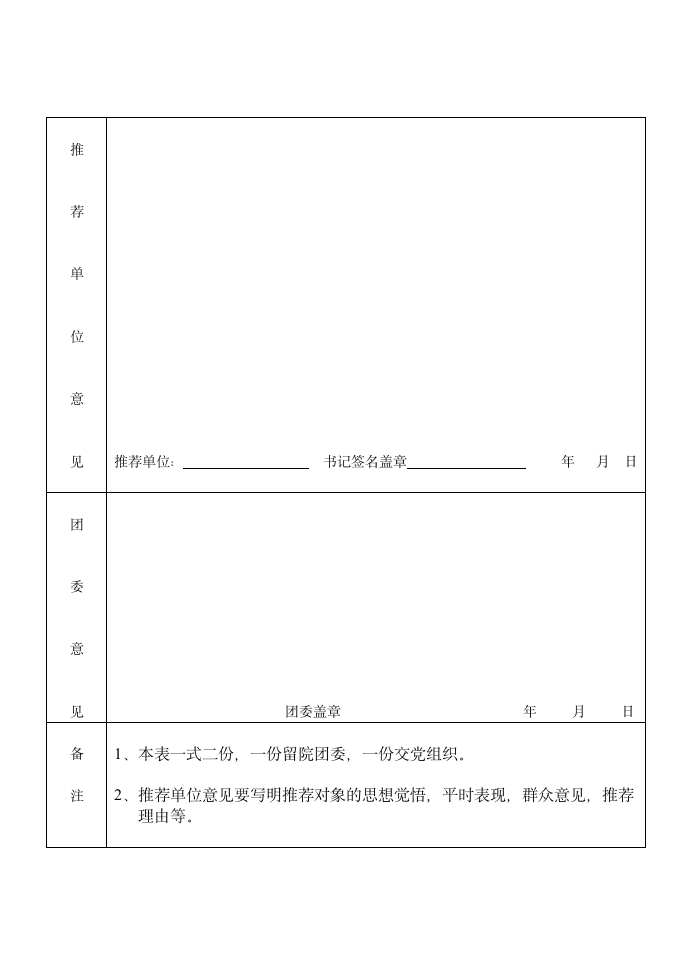 洛阳师范学院入党推优表第2页