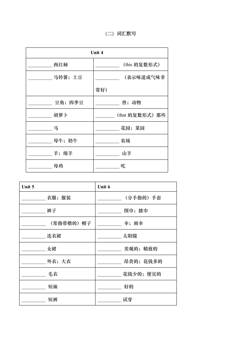 人教PEP四年级下册英语期末专项复习-词汇类 （含默写及答案）.doc第4页