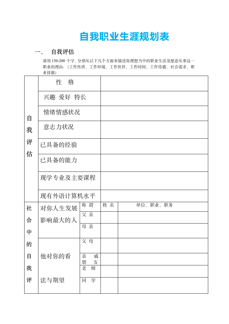 自我职业生涯规划表.doc