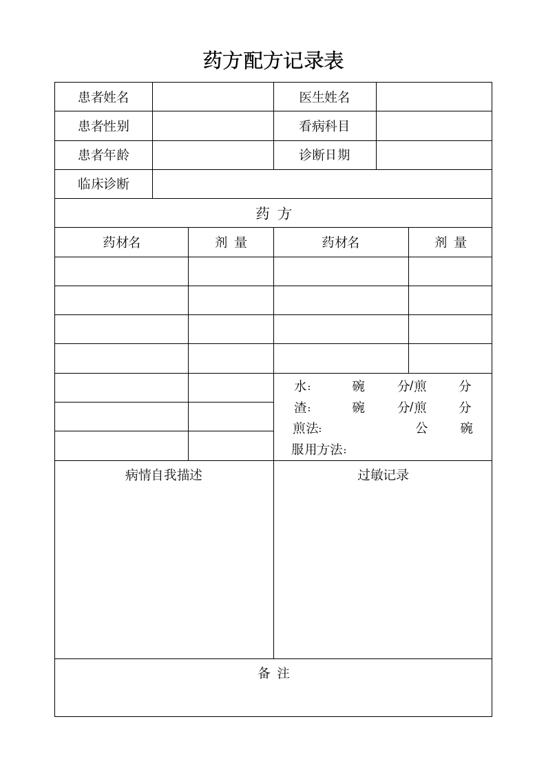 药方配方记录表.doc第3页