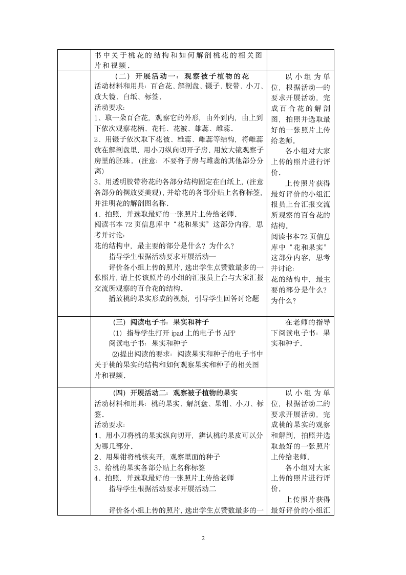 苏科版生物七年级下册 第11章 第1节 地面上的植物——地面上的被子植物教案（表格式）.doc第2页