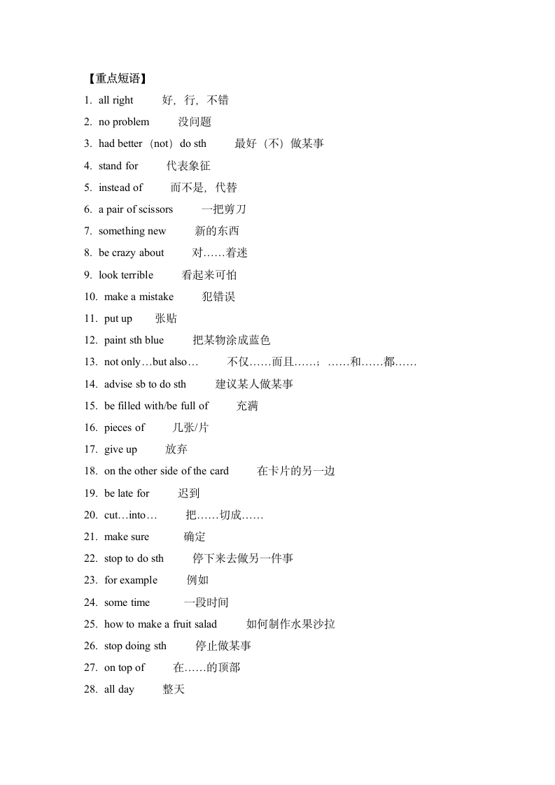 牛津译林版英语八年级上册Unit3—Unit4重点词汇句型总结（word版）.doc第5页