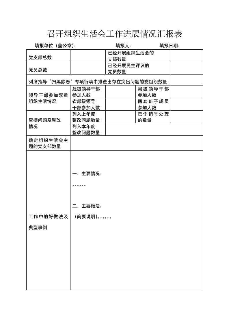 召开组织生活会工作进展情况汇报.doc第1页