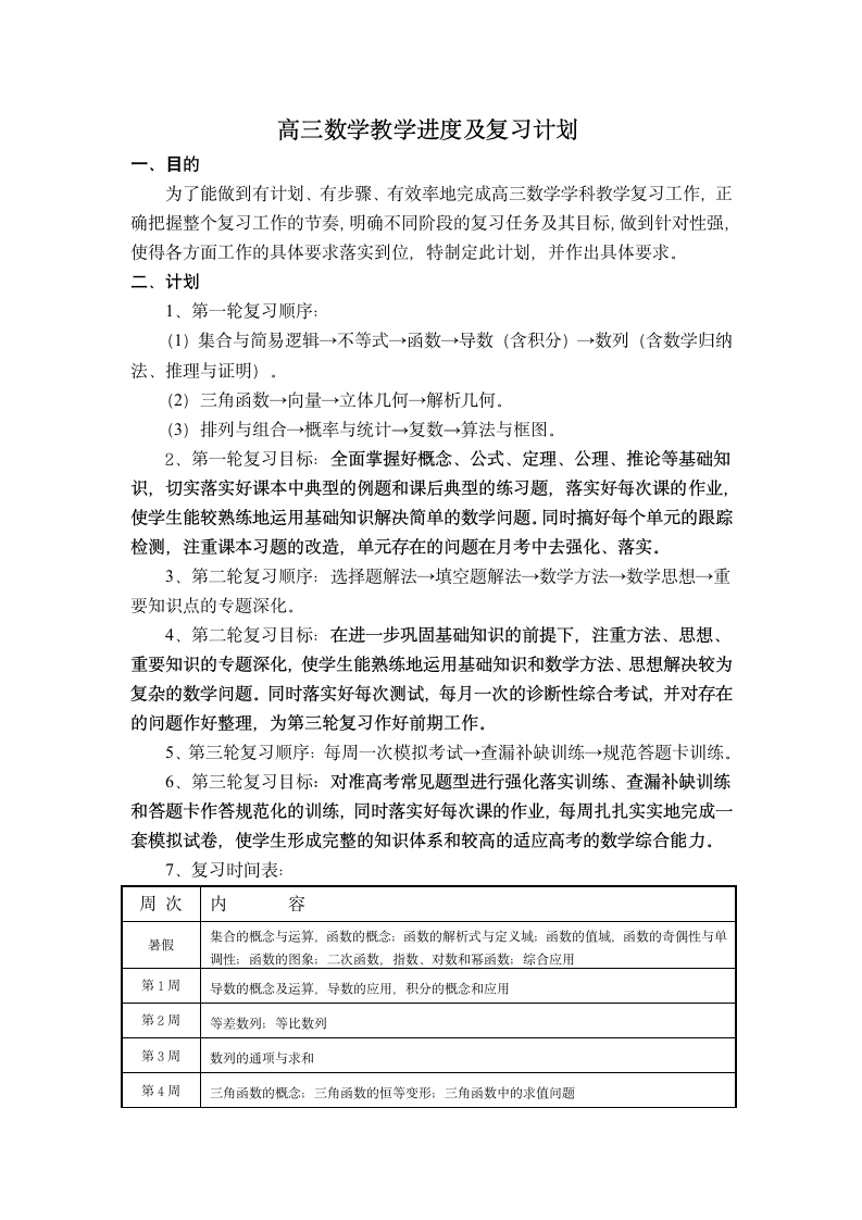 2013年陕西高考数学教学进度及复习计划第1页