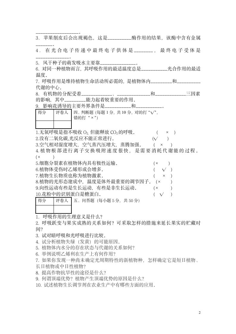 福建农林大学考试试卷第2页