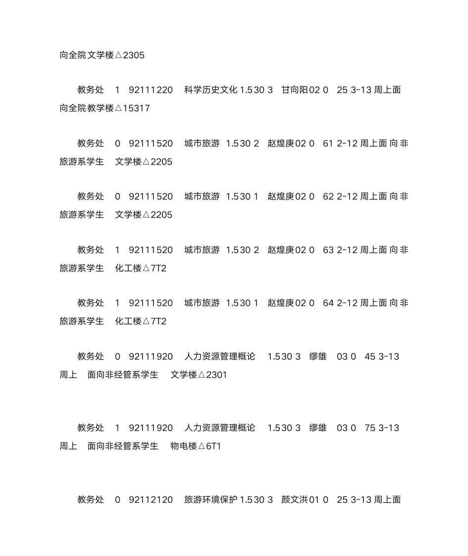 湖南理工学院的选课课表第6页