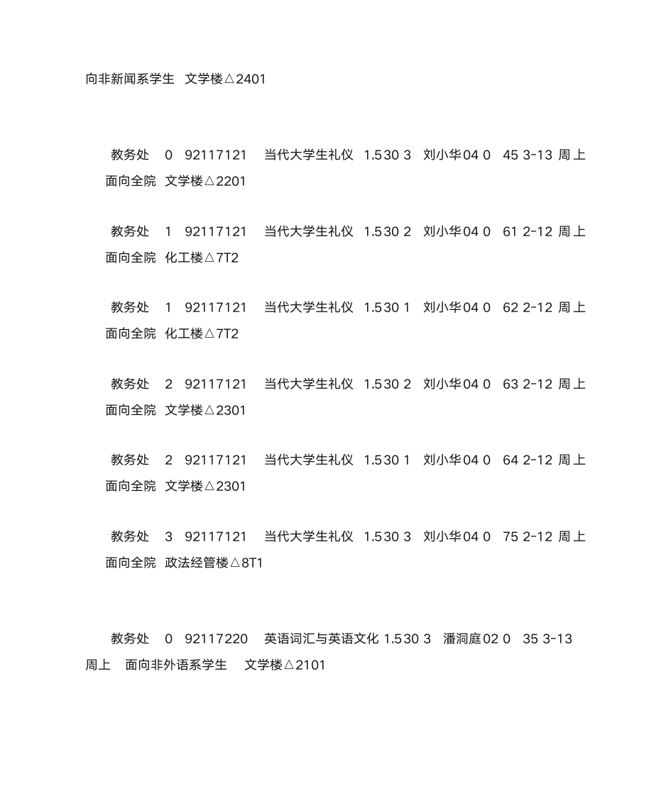 湖南理工学院的选课课表第11页