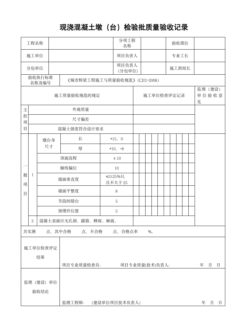 现浇混凝土墩台检验批质量验收记录.doc