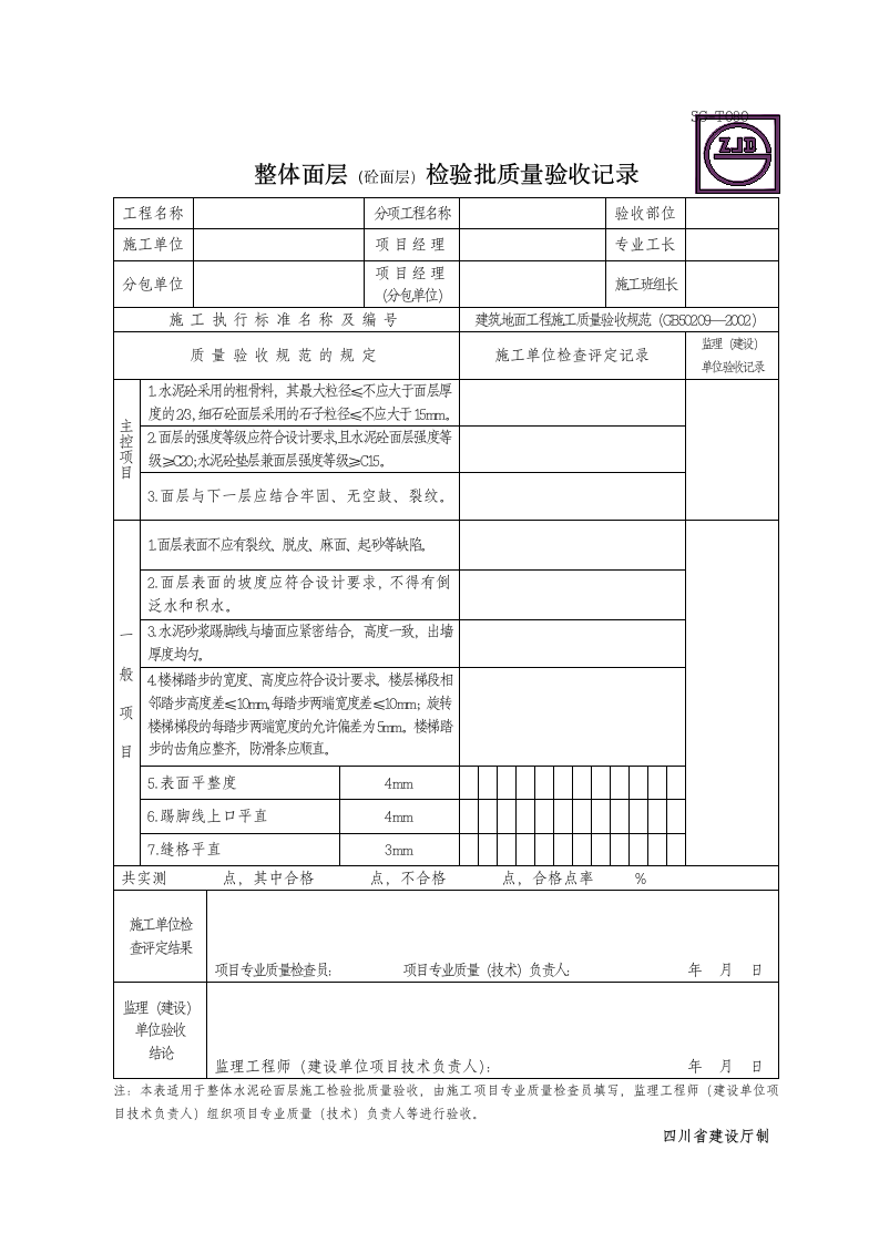 整体面层砼面层检验批质量验收记录.doc第1页