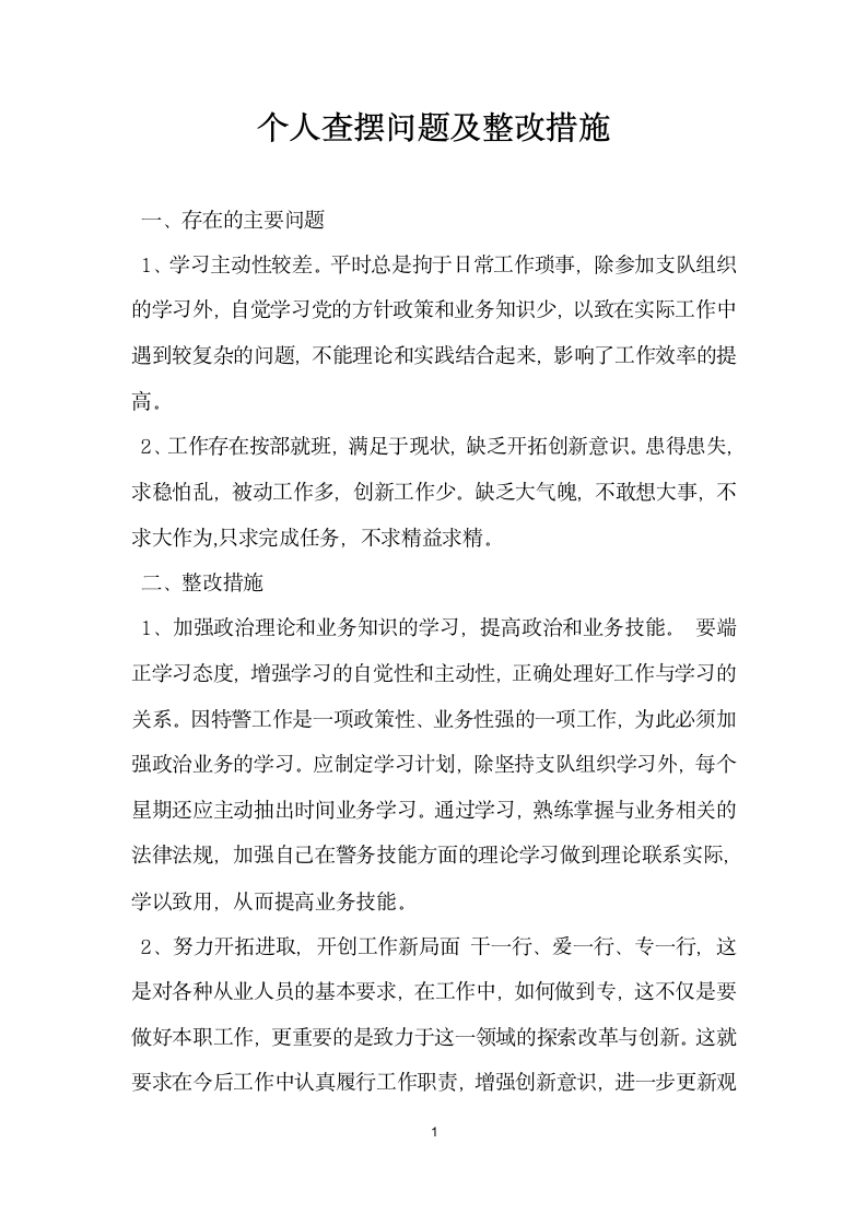 个人查摆问题及整改措施.docx