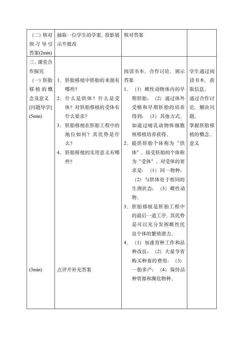 福建省2015年学年会教案展示人教版选修三3.3《胚胎工程的应用及前景—胚胎移植和分割》教学设计.doc第3页