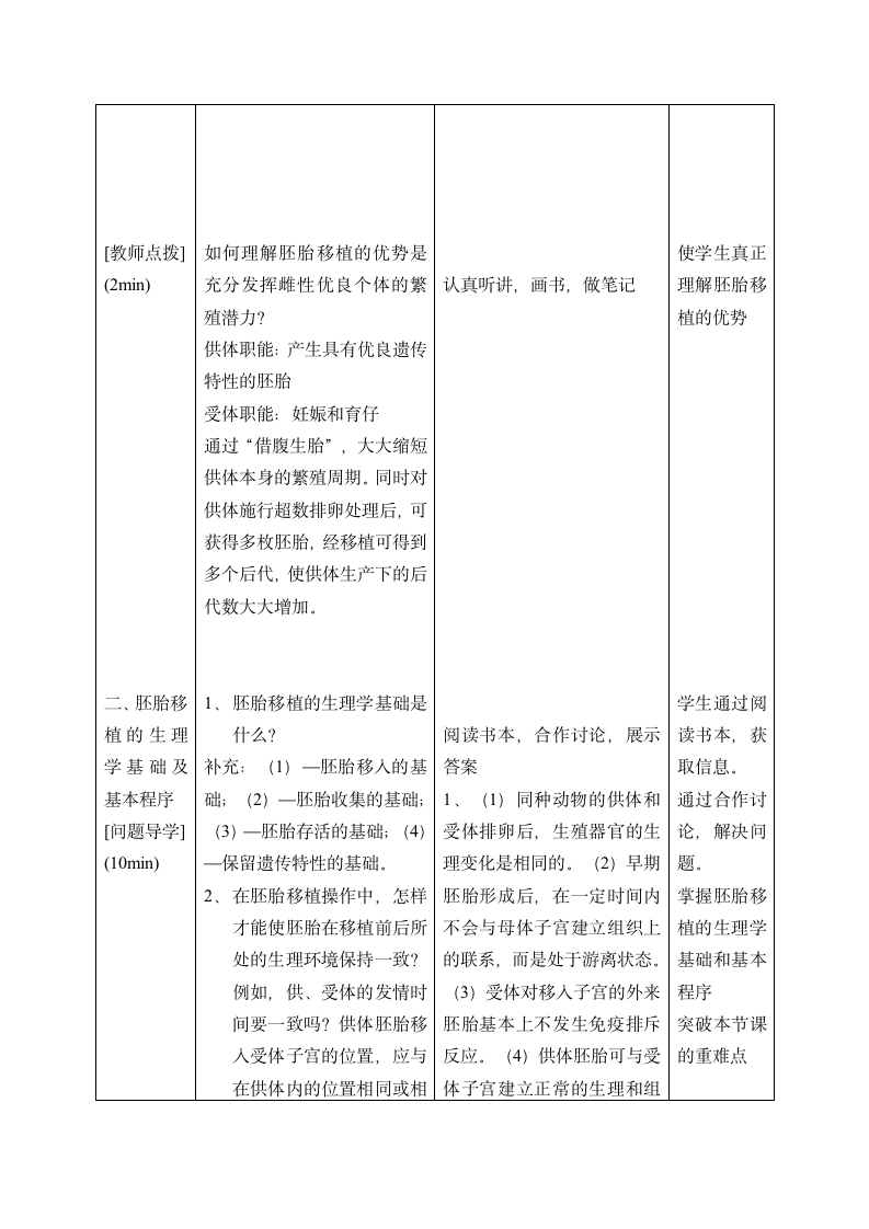 福建省2015年学年会教案展示人教版选修三3.3《胚胎工程的应用及前景—胚胎移植和分割》教学设计.doc第4页