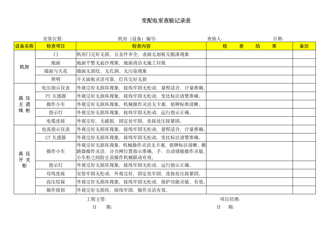 变配电室查验记录表.docx