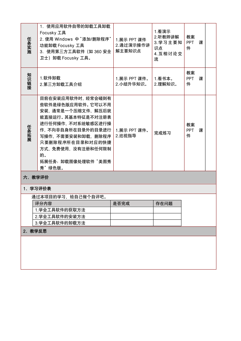 项目一 工具软件安装与卸载（教案）-《常用工具软件》同步教学（华东师范大学出版社）.doc第4页