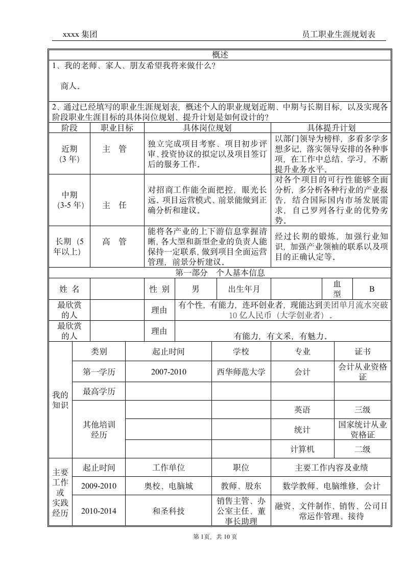 企业员工职业生涯规划表.doc第2页