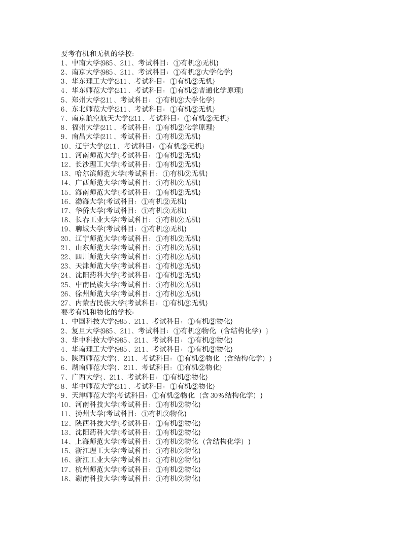 化学考研 有哪些科目 各科目考哪几门第2页