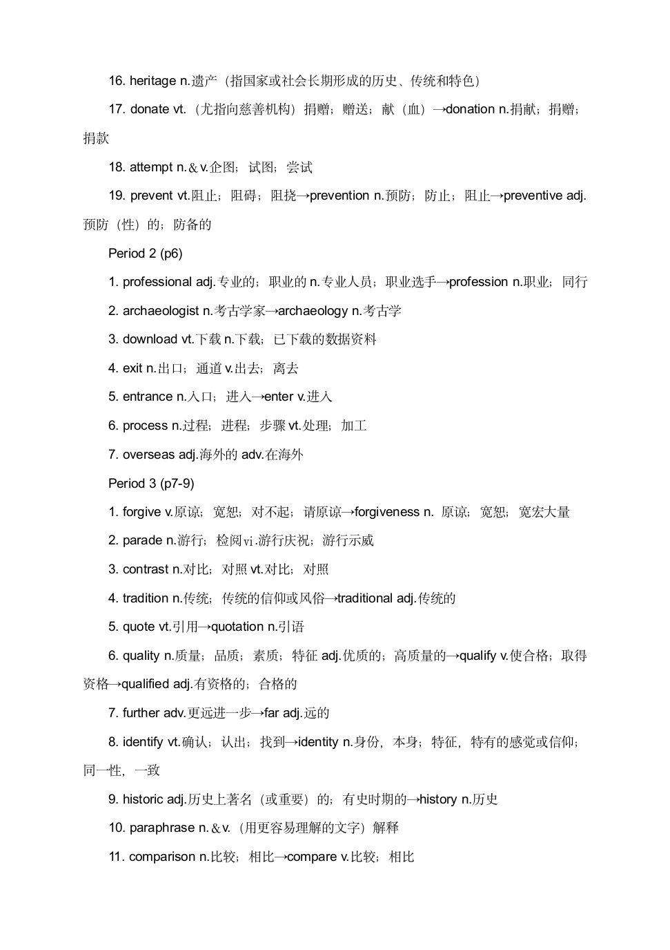 2021-2022学年高一英语人教版必修第二册Unit 1 Cultural Heritage复习学案（词性转换+单词拼写）.doc第8页