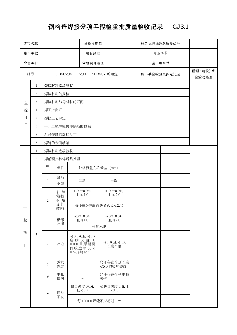 钢构件焊接分项工程检验批质量验收记录.doc第1页