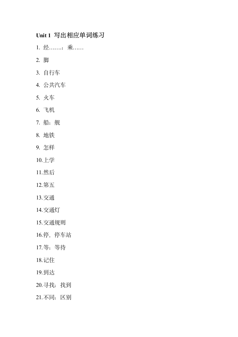 2012-2013（湘少版）六年级英语上册 Unit 1 写出相应单词练习.doc第1页