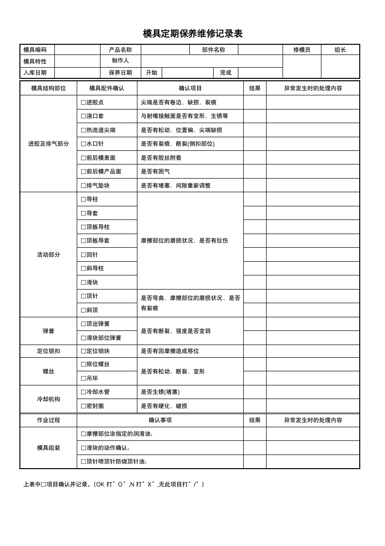 模具定期维修保养记录表.docx