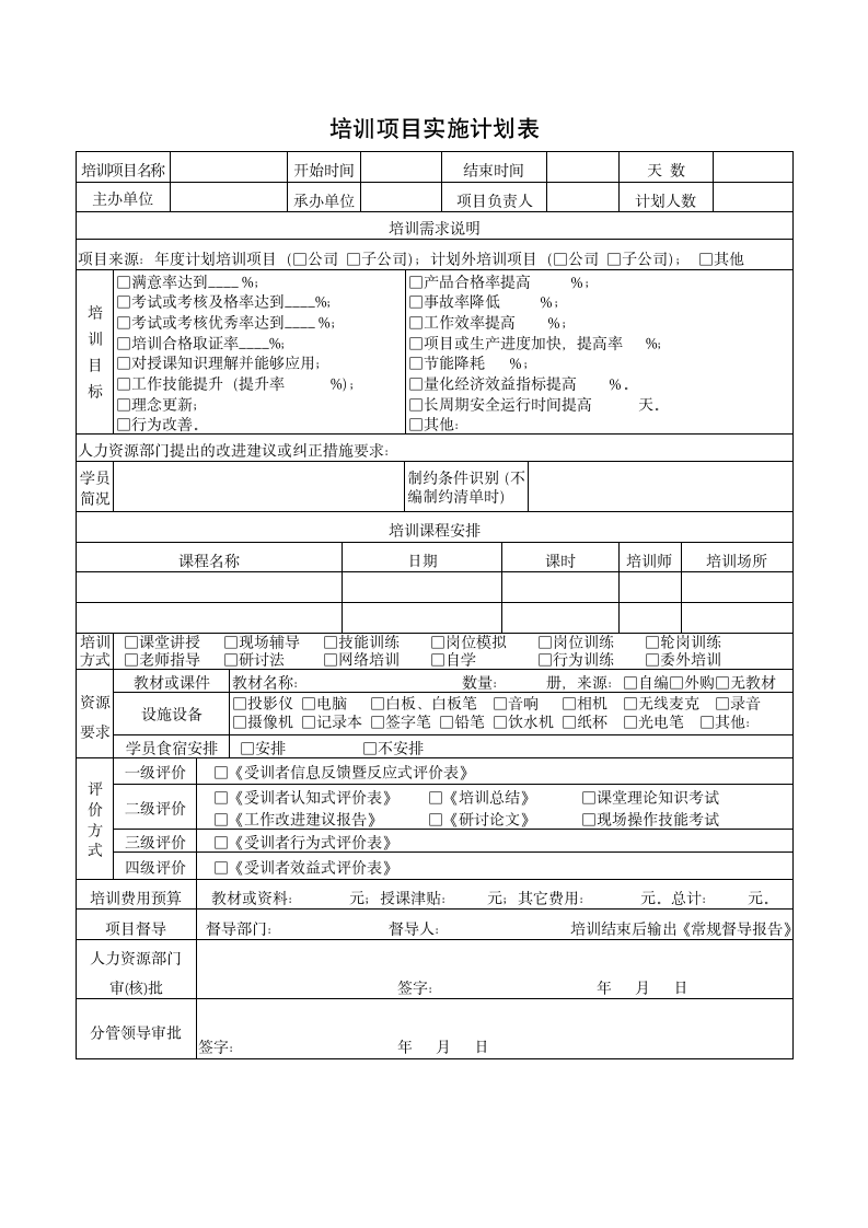 培训项目实施计划表.doc第1页