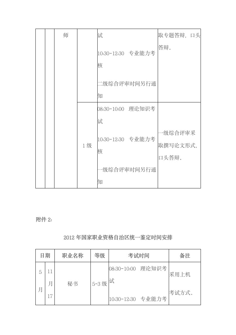 国家职业资格全国统一鉴定时间安排第6页