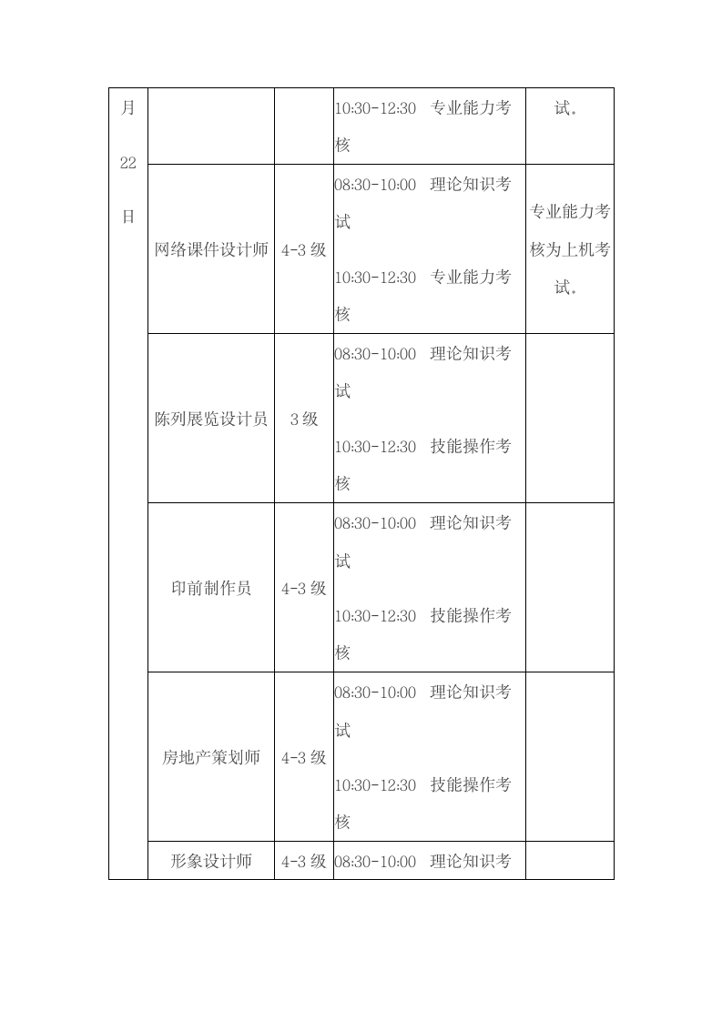 国家职业资格全国统一鉴定时间安排第10页