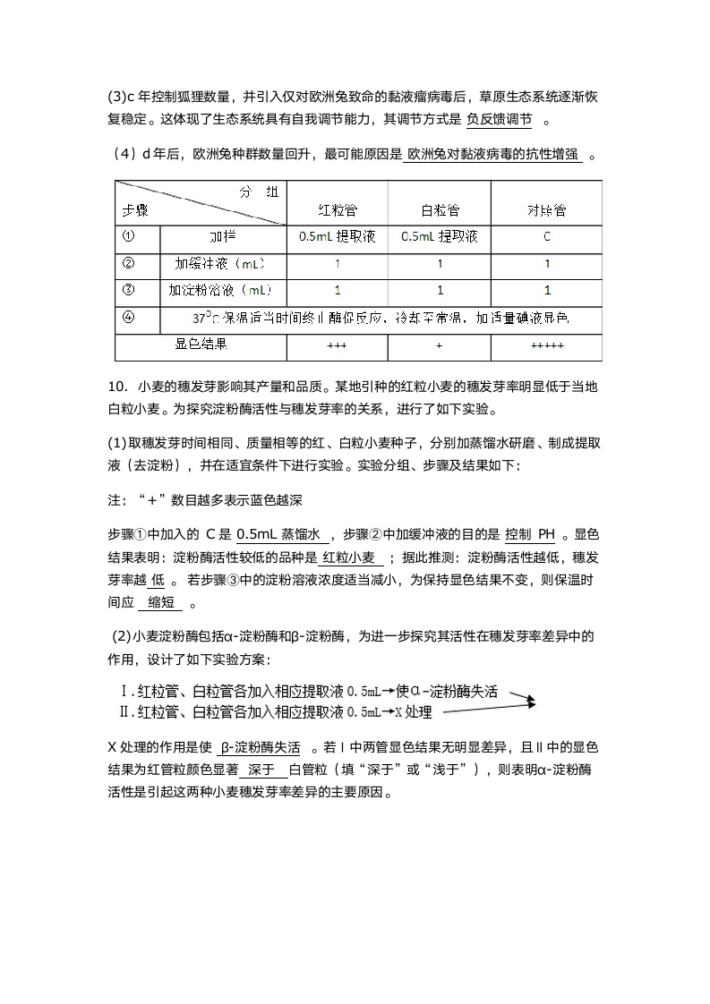 2015年重庆高考理综生物部分第4页