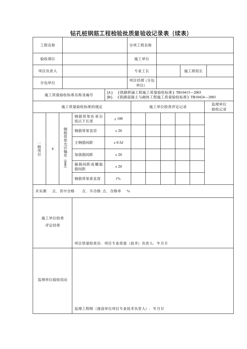 钻孔桩钢筋检验批质量验收记录表.docx第2页