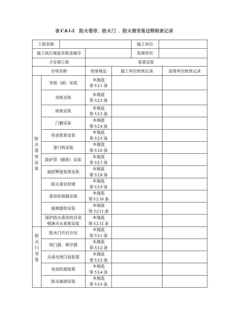 GB50877-2014防火卷帘防火门防火窗验收规范表格.doc第4页