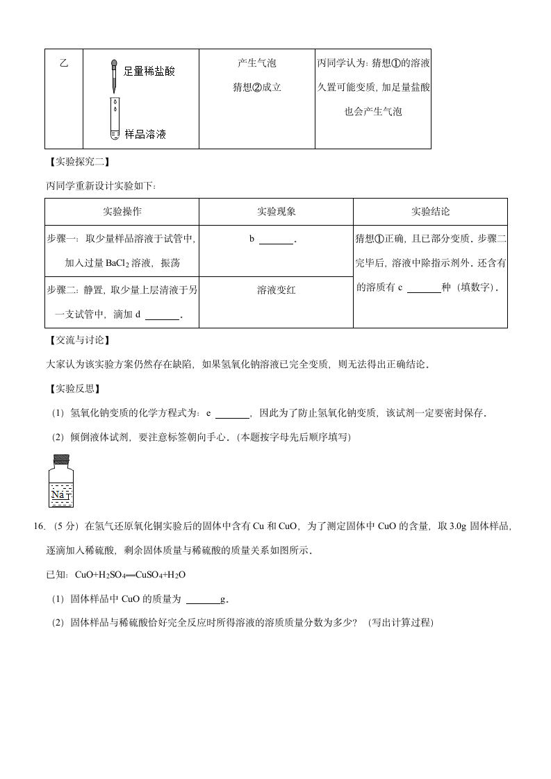 2023年山东省菏泽市郓城县中考化学一模试卷(含解析）.doc第6页