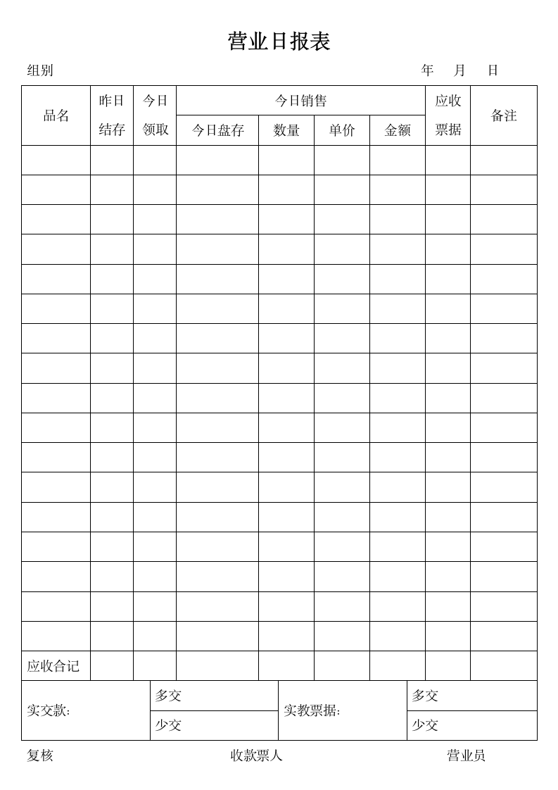 营业日报表-财务报表.wps第1页