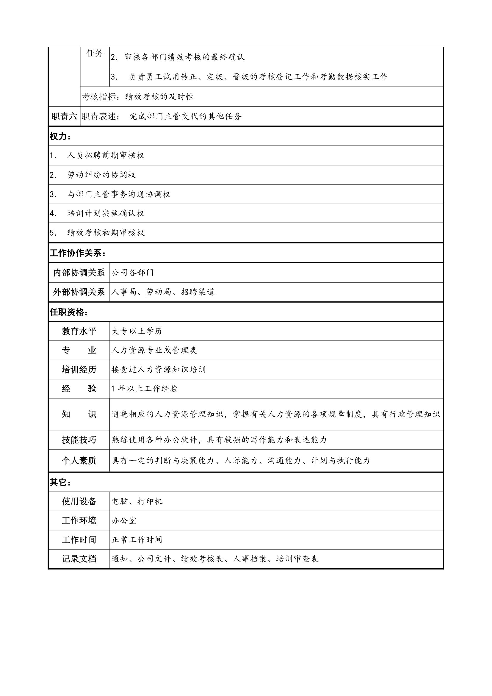 人政部岗位说明书第5页