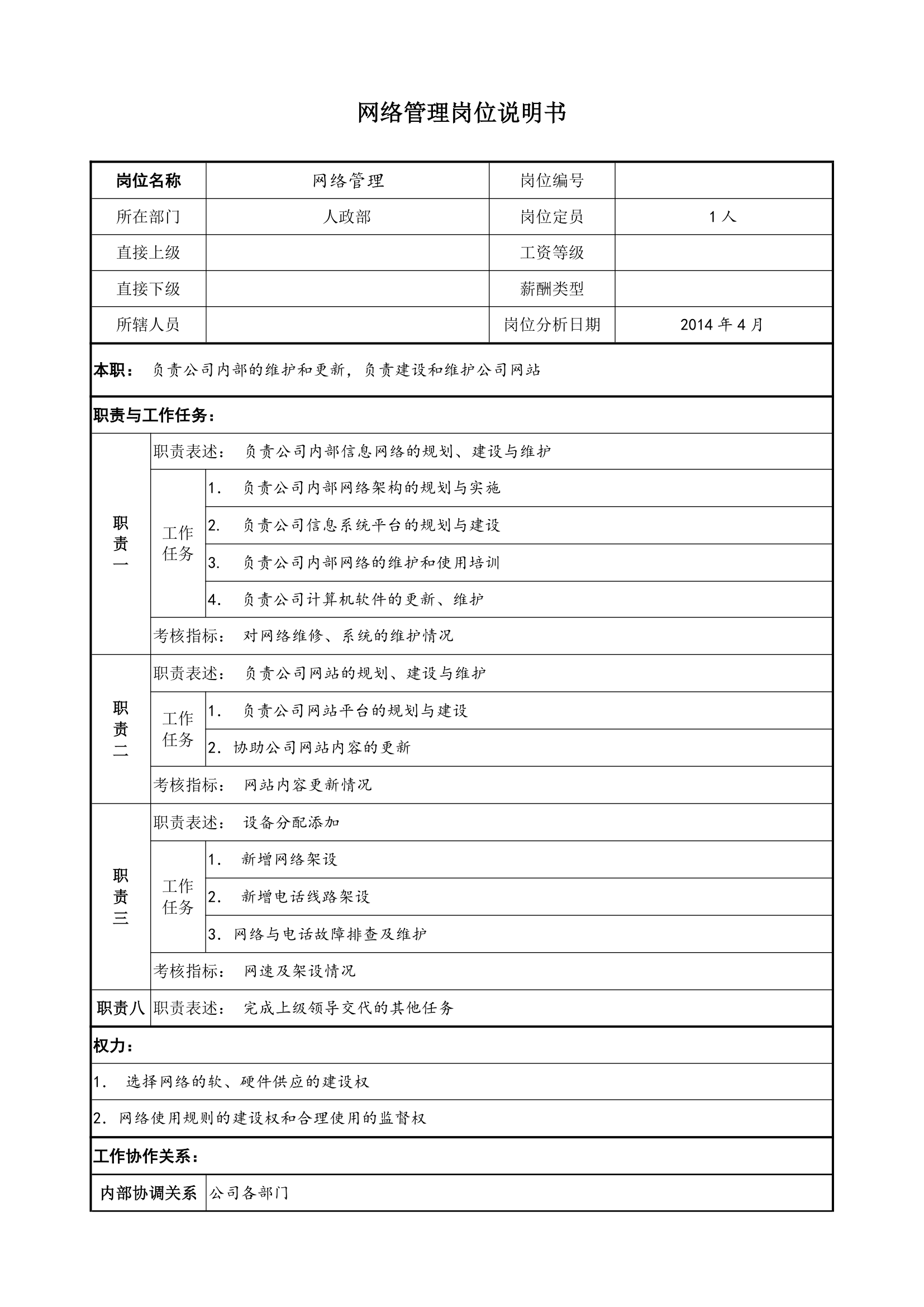 人政部岗位说明书第10页