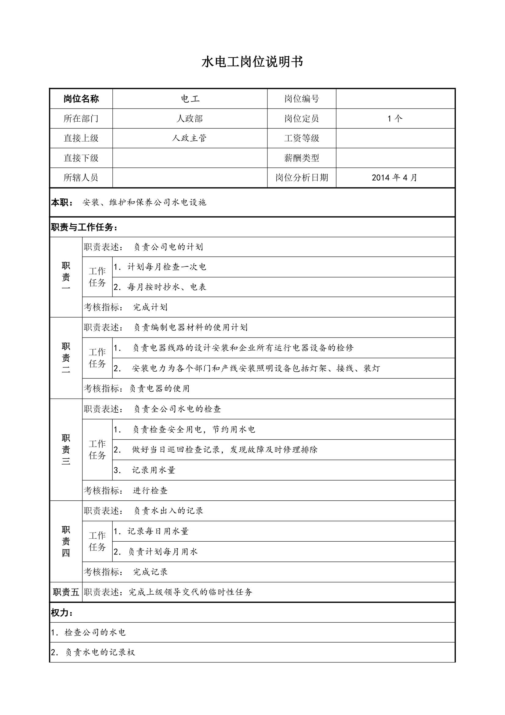 人政部岗位说明书第18页