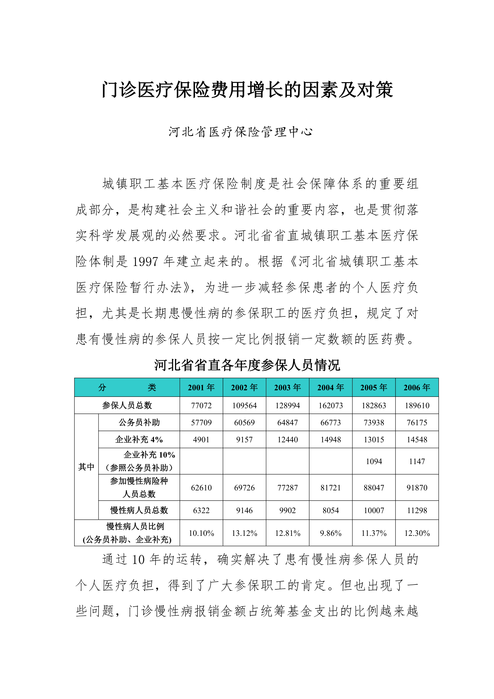 河北省医疗保险运行分析材料