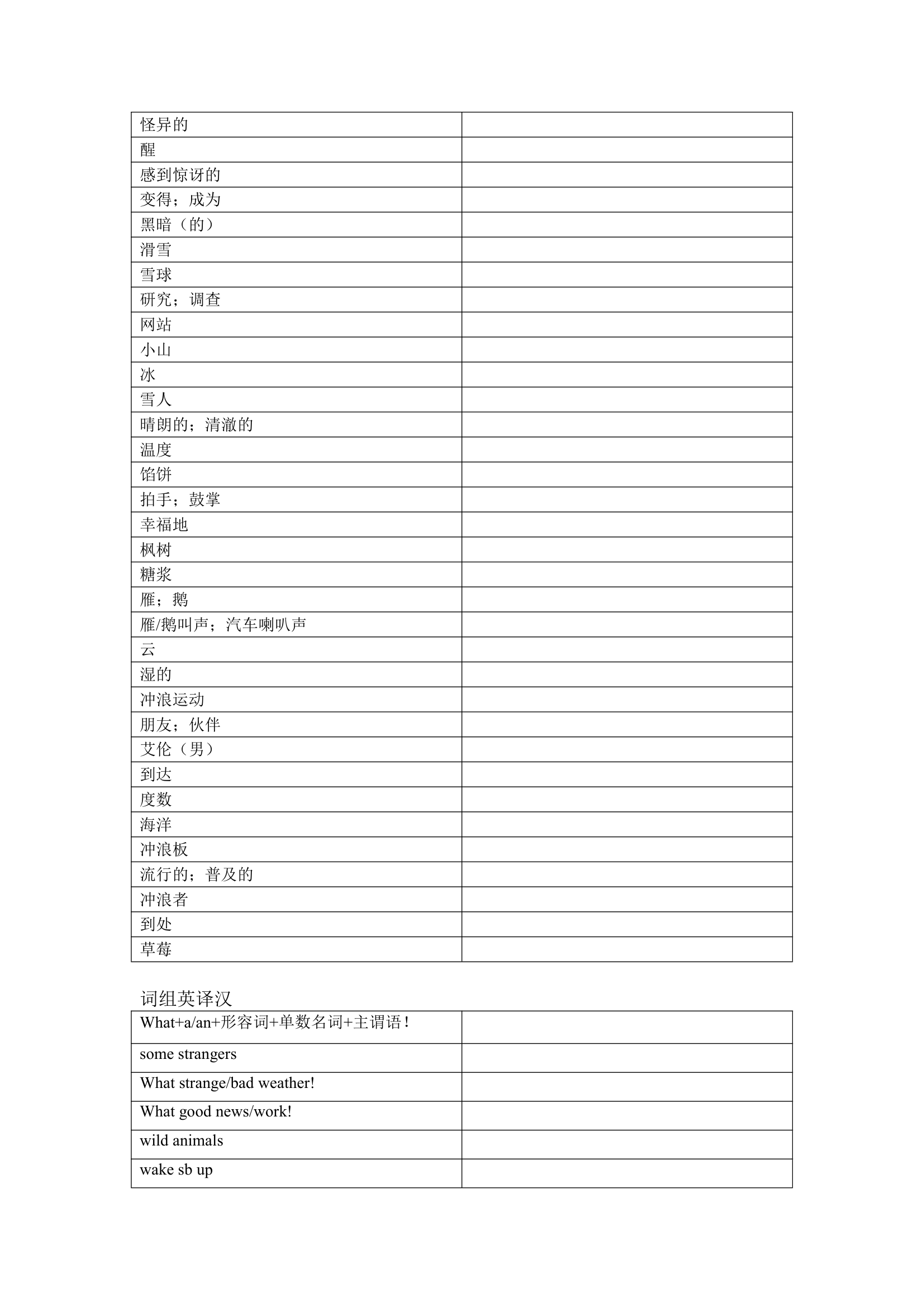 冀教版英语七年级下册 Unit 6 Seasons单词、词组默写清单（含答案）.doc第2页