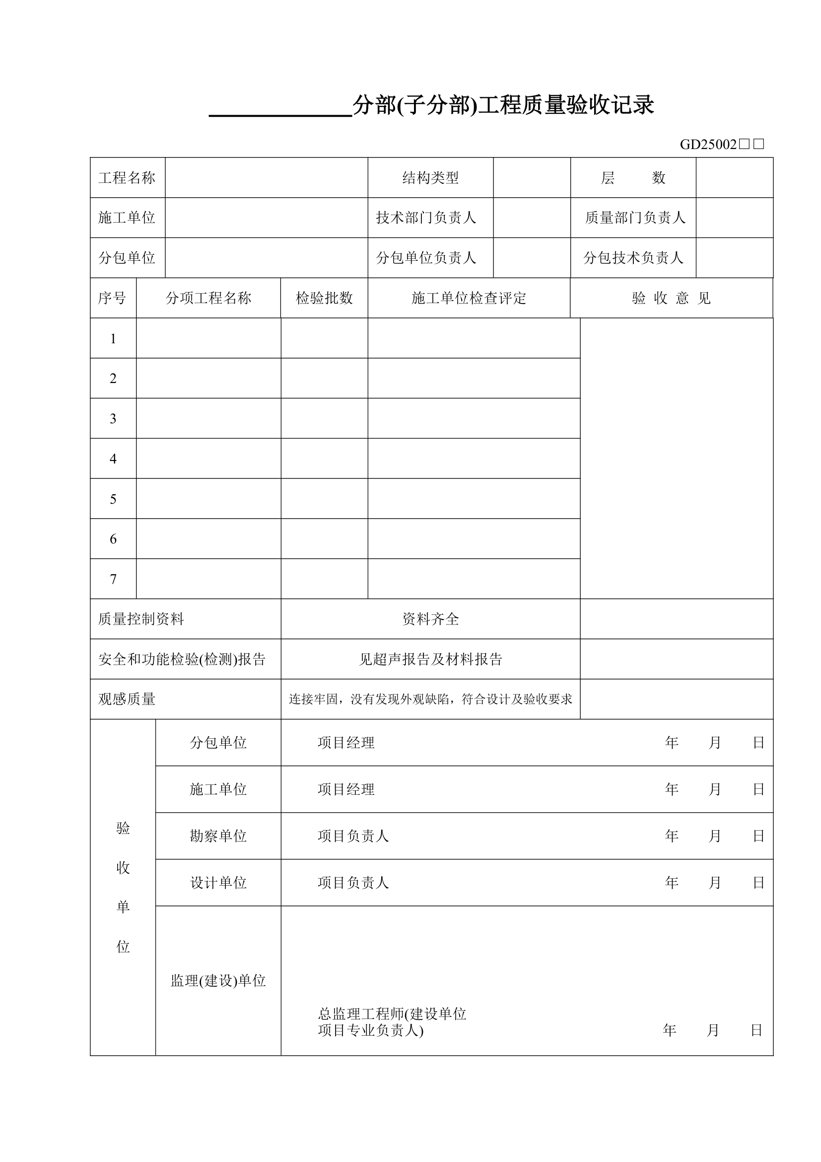 分部子分部工程质量验收记录.doc第1页