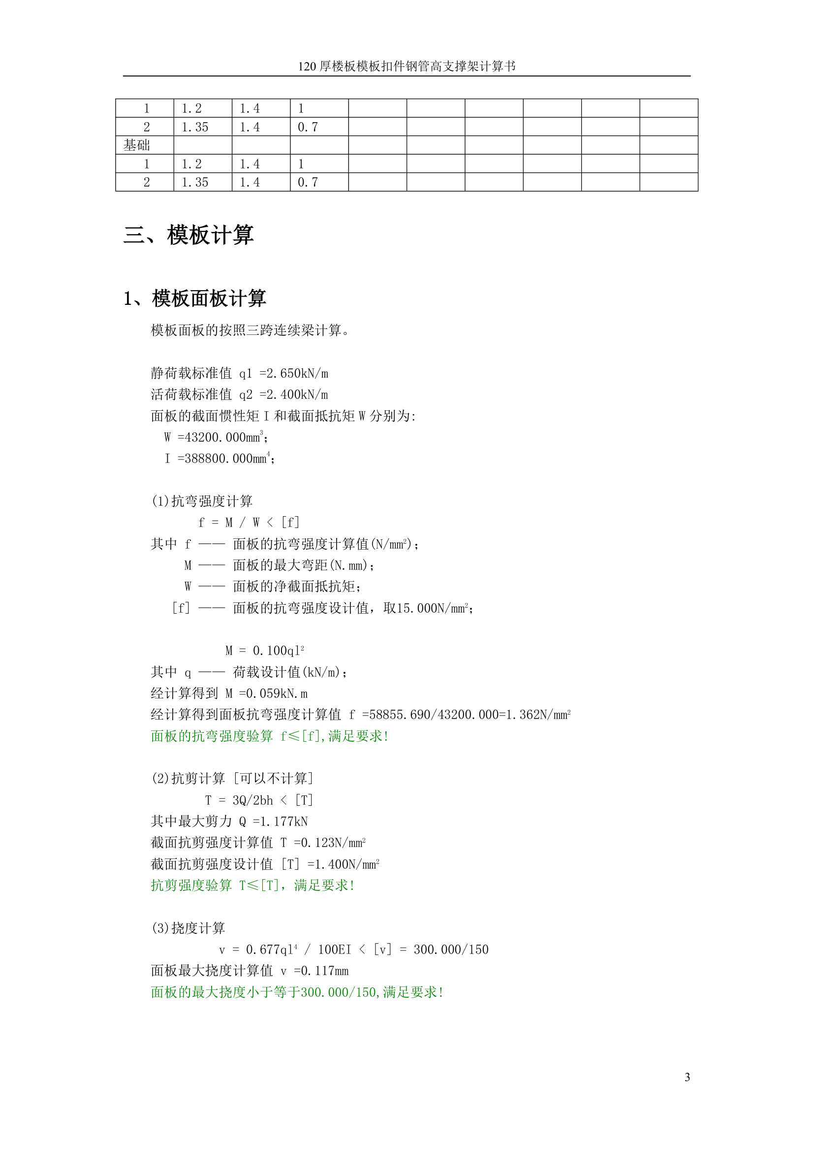 120厚楼板模板扣件钢管高支撑架计算书.doc第3页